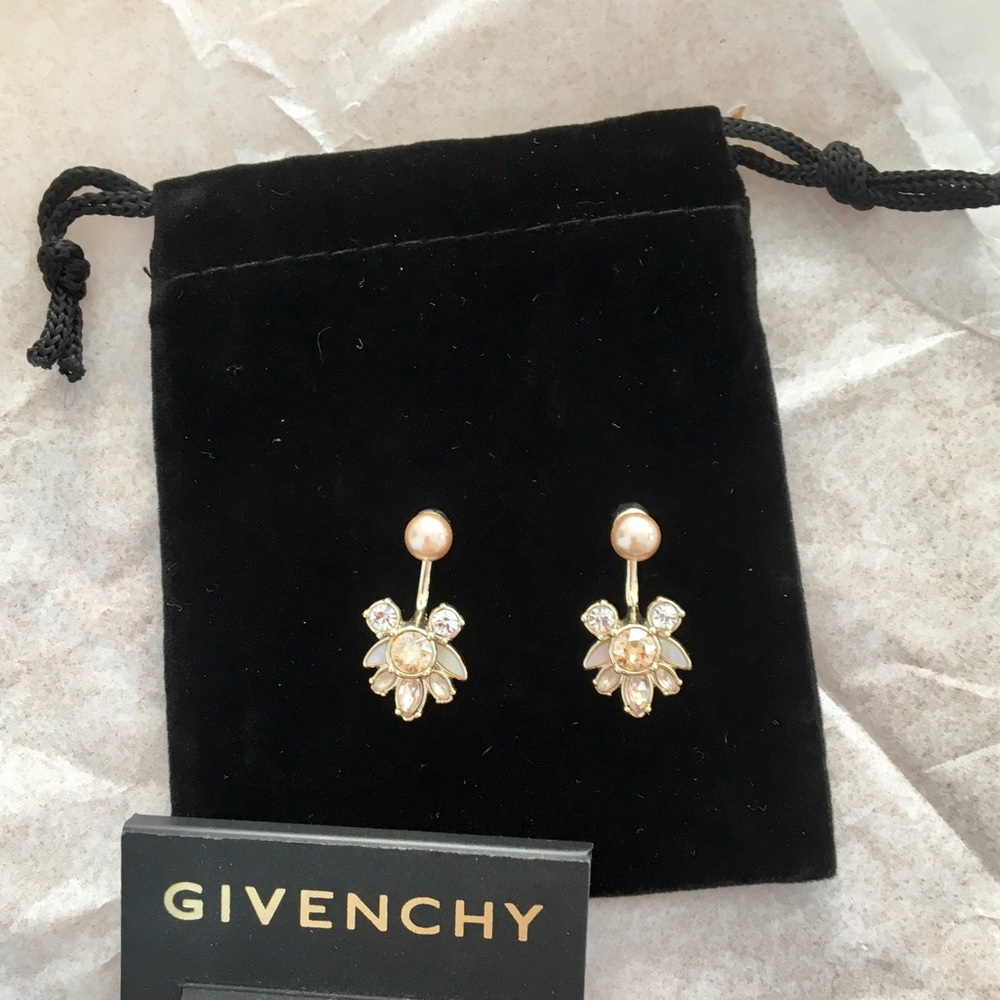 Givenchy Crystal & Pearl Drop Earrings